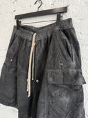 RICK OWENS WAXED CORDUROY CARGO SHORTS