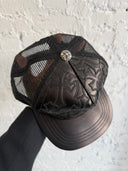CHROME HEARTS LEATHER ‘CEMETERY’ TRUCKER HAT
