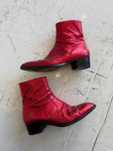 YSL RED GLITTER ‘WYATT’ BOOTS