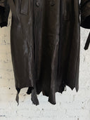 ANN DEMEULEMEESTER RAW HEM LEATHER TRENCH COAT