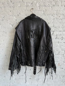 BALENCIAGA FRINGED-UPCYCLED LEATHER BIKER JACKET