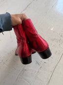 YSL RED GLITTER ‘WYATT’ BOOTS