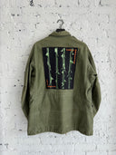 VINTAGE MILITARY BATTLE JACKET W/METAL PATCHES