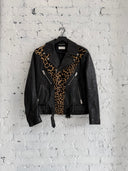 F/W 2014 SAINT LAURENT RUNWAY LEOPARD PRINT HORSE FUR LEATHER JACKET