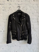 F/W 2009 BALMAIN BRUSHED LEATHER DOUBLE BELTED JACKET