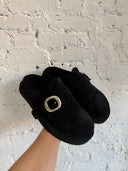 CHROME HEARTS SHERPA LINED SUEDE GUNSLINGER MULES