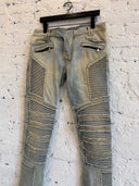 BALMAIN RIBBED MOTO DENIM