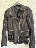 F/W 2009 BALMAIN BRUSHED LEATHER DOUBLE BELTED JACKET