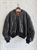 BALENCIAGA LEATHER HOODED BOMBER JACKET