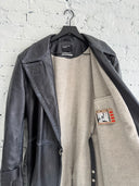 ERD BELTED PANELLED LEATHER TRENCH COAT