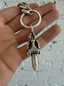 CHROME HEARTS CUBAN LINK KEYCHAIN WITH DOUBLE DAGGER PENDANT