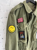 VINTAGE MILITARY BATTLE JACKET W/METAL PATCHES