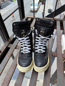 RICK OWENS X CHROME HEARTS BLACK LEATHER DUNKS