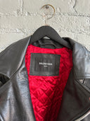BALENCIAGA FRINGED-UPCYCLED LEATHER BIKER JACKET