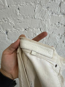 CHROME HEARTS WHITE LEVIS 501 W/BLUE CROSS PATCHES & RHODIUM HARDWARE