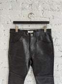 CELINE LEATHER STRAIGHT LEG PANTS