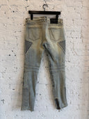 BALMAIN RIBBED MOTO DENIM