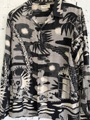 2013 SAINT LAURENT ‘SKULL COLADA’ SILK BUTTON UP SHIRT