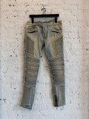 BALMAIN RIBBED MOTO DENIM