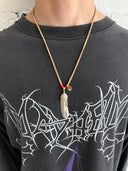 GOROS SILVER XL FEATHER ON STRING NECKLACE