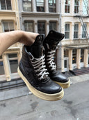 RICK OWENS X CHROME HEARTS BLACK LEATHER DUNKS