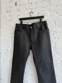CHROME HEARTS FLEUR KNEE LEATHERS W CROSS PATCHES