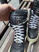 RICK OWENS X CHROME HEARTS BLACK LEATHER DUNKS