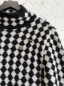 SAINT LAURENT WOOL DIAMOND MOTIF TURTLE NECK SWEATER