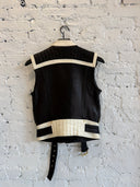 BALMAIN LAMBSKIN LEATHER TWO TONE VEST