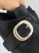 CHROME HEARTS SHERPA LINED SUEDE GUNSLINGER MULES