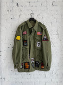 VINTAGE MILITARY BATTLE JACKET W/METAL PATCHES