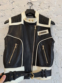 BALMAIN LAMBSKIN LEATHER TWO TONE VEST