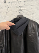 BALENCIAGA LEATHER HOODED BOMBER JACKET