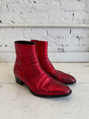 YSL RED GLITTER ‘WYATT’ BOOTS