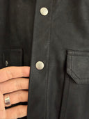 RICK OWENS WAXED SUEDE WORK SHIRT