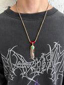 GOROS TURQUOISE AND GOLD XL FEATHER ON STRING NECKLACE