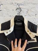 BALMAIN LAMBSKIN LEATHER TWO TONE VEST