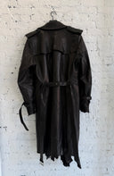 ANN DEMEULEMEESTER RAW HEM LEATHER TRENCH COAT
