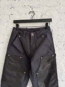 CHROME HEARTS NYLON LEATHER CROSS PATCH CARPENTER PANTS