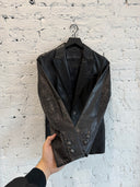 VINTAGE CHROME HEARTS LEATHER FLEUR BLAZER