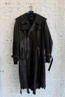 ANN DEMEULEMEESTER RAW HEM LEATHER TRENCH COAT