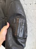 BALENCIAGA LEATHER HOODED BOMBER JACKET