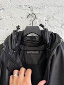 BALENCIAGA HOODED LEATHER TRACK JACKET