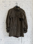 2017 SAINT LAURENT WAXED RUCHED SLEEVE PARKA