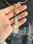 GOROS SILVER XL FEATHER ON STRING NECKLACE