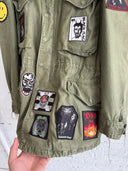 VINTAGE MILITARY BATTLE JACKET W/METAL PATCHES