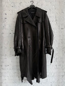 ANN DEMEULEMEESTER RAW HEM LEATHER TRENCH COAT