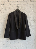 BALMAIN LEATHER LAPEL BLAZER