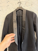 BALMAIN LEATHER LAPEL BLAZER