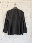 BALMAIN LEATHER LAPEL BLAZER